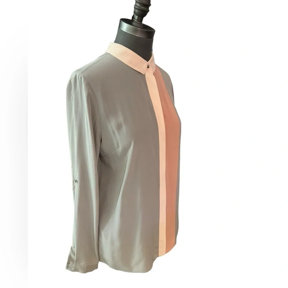 Elie Tahari Silk Colorblock Blouse Size Small